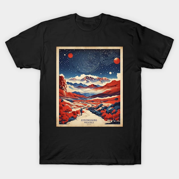 Gyeongsang Province South Korea Starry Night Travel Tourism Retro Vintage T-Shirt by TravelersGems